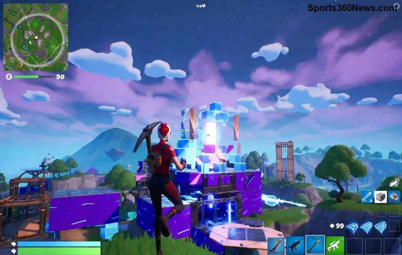 لاعب Fortnite يصيب هدفاً بدقة عالية مع إعدادات تصويب مثالية