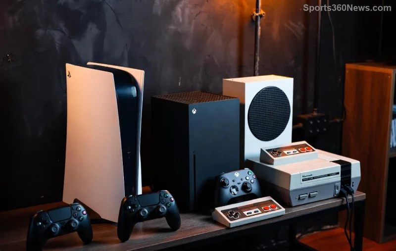 جهاز PS5 مع إعداد ألعاب عائلي